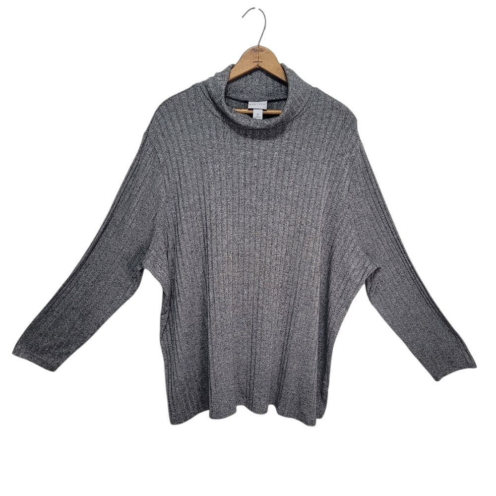 Ava And Viv Grey Ribbed Knit Turtleneck Top Size 3X Business Casual Office Chic